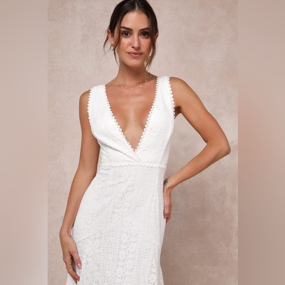 Lulus-Infinite Bliss Ivory Lace Sleeveless Backless Trumpet Maxi Dress (M/S) - Picture 4 of 5